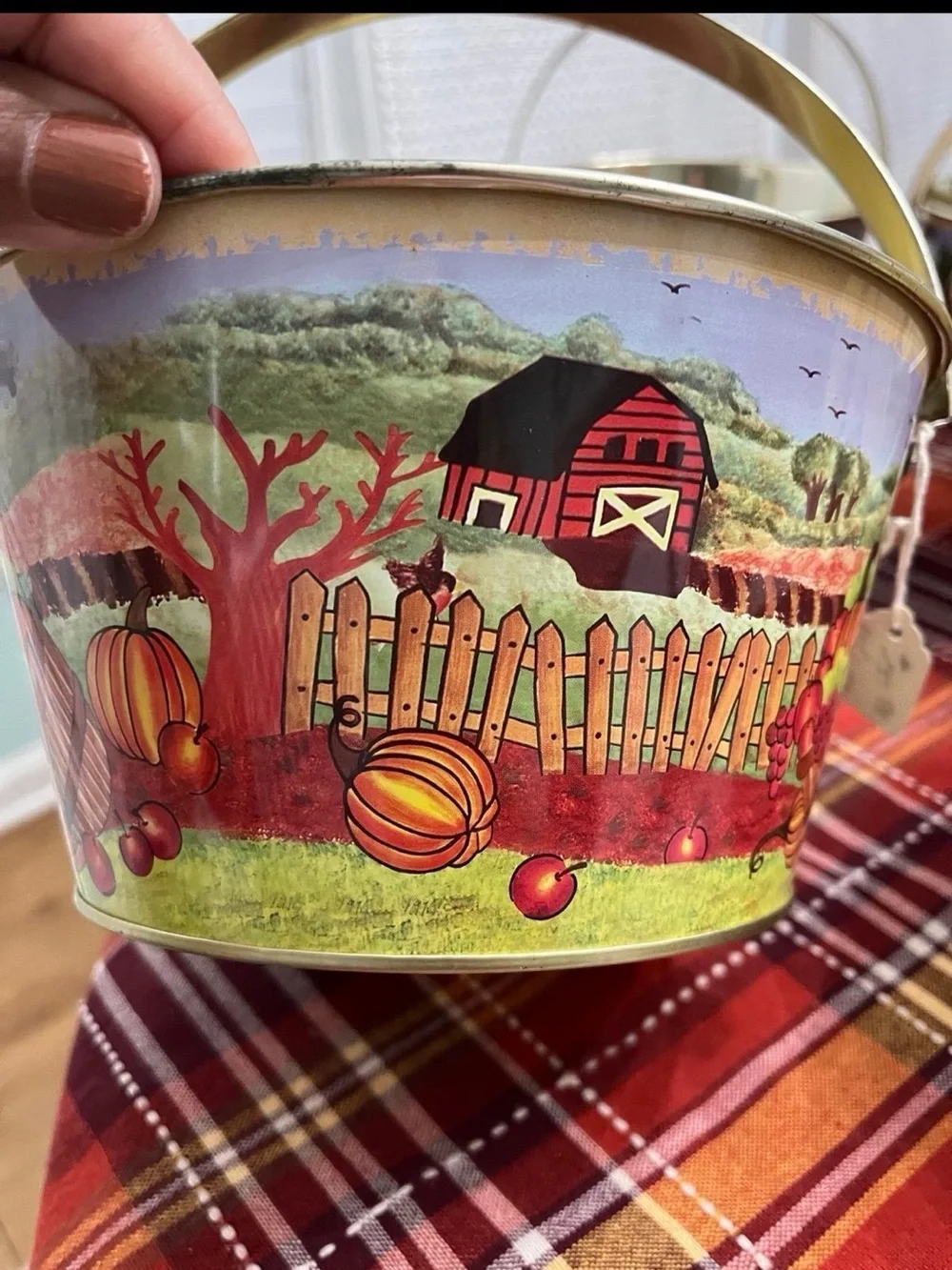 Gold Metal Serving Fall Buckets with Handles - Set of 6